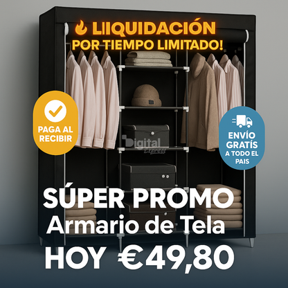 [SÚPER LIQUIDACIÓN] Armario Plegable con 8 Compartimientos y Estructura Reforzada