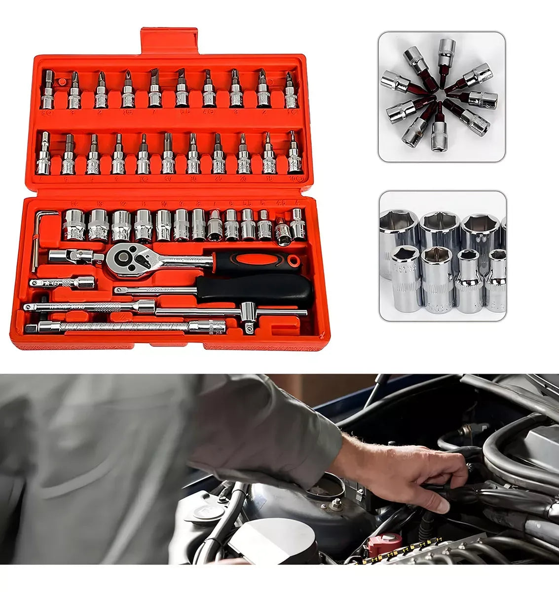 [KIT COMPLETO 46x1] MasterRachet® – Maletín Profesional con Llaves de Tubo y Accesorios