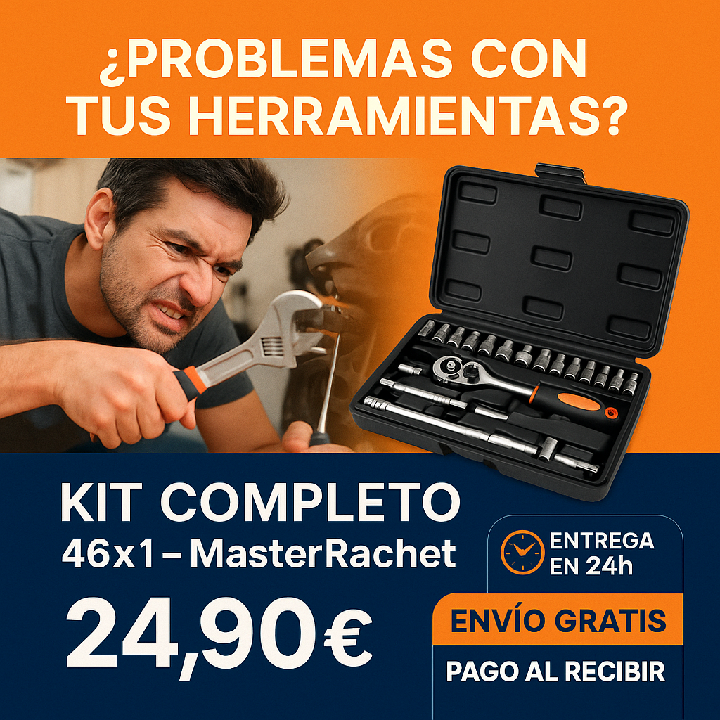 [KIT COMPLETO 46x1] MasterRachet® – Maletín Profesional con Llaves de Tubo y Accesorios