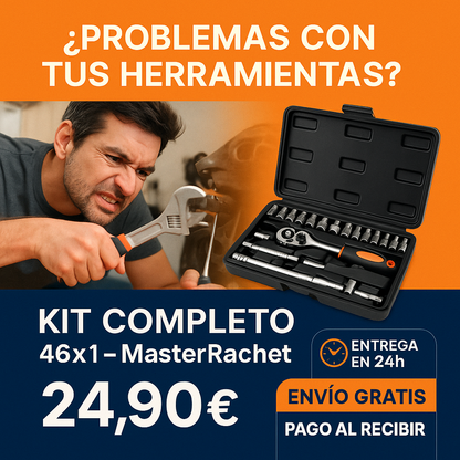 [KIT COMPLETO 46x1] MasterRachet® – Maletín Profesional con Llaves de Tubo y Accesorios