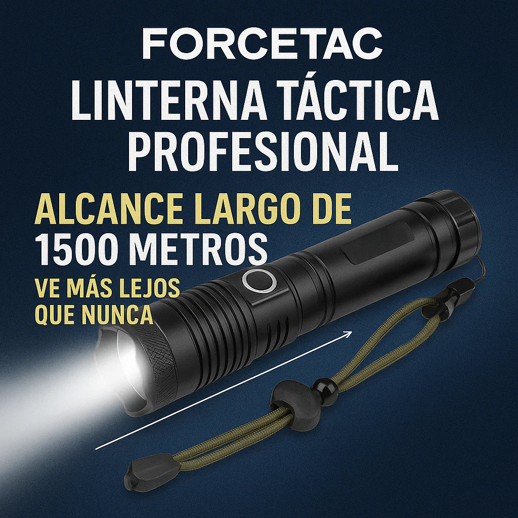 Linterna Táctica Profesional – ForceTac [Ultra Potente, Recargable y Resistente al Agua]